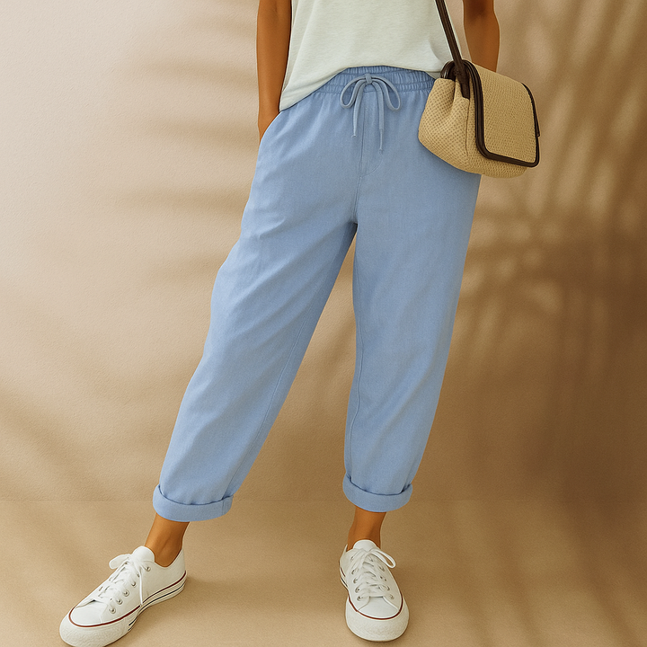 Sommerhose - Bequeme Luftige Leinen-Optik Caprihose