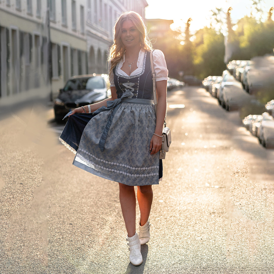 Midi Dirndl für Damen – 3-teiliges Set mit Bluse & Schürze für Oktoberfest