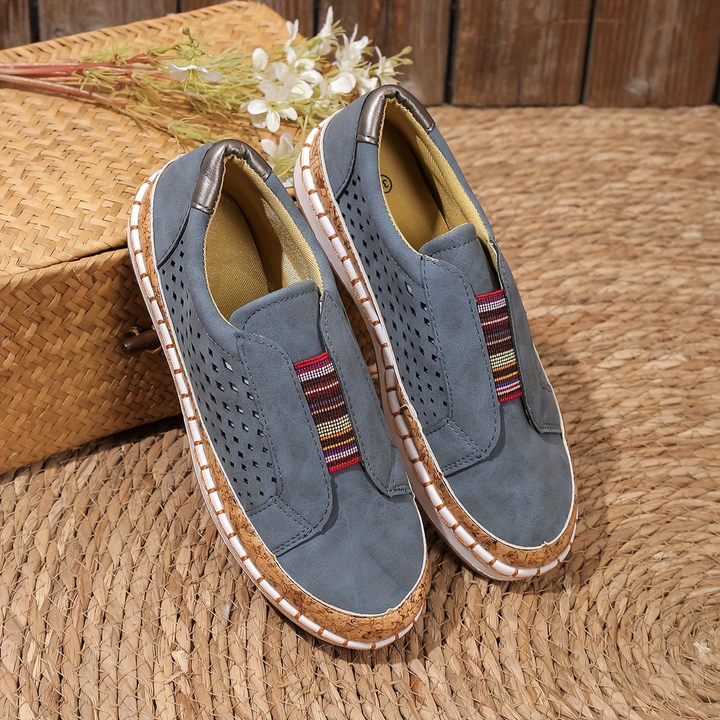 Halbschuhe für Damen - Bequeme Sommerschuhe mit Korkabsatz