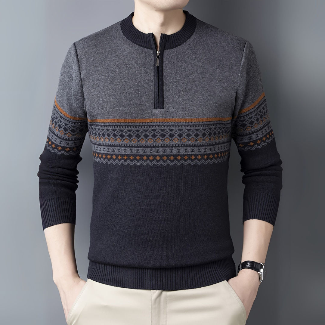 Edvard Troyer - Norwegische Zip Pullover für Herren