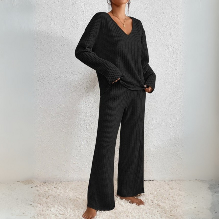Zweiteiliges Lounge-Set für Damen - Stilvolle Winter Pullover und Hosen Set