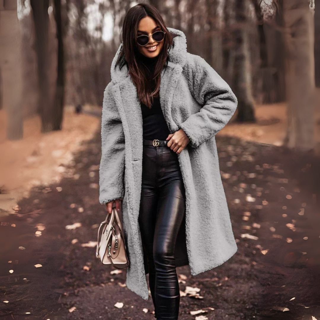 Teddy Mantel für Damen - Trenchcoat mit Gürtel & Doppelknopfleiste