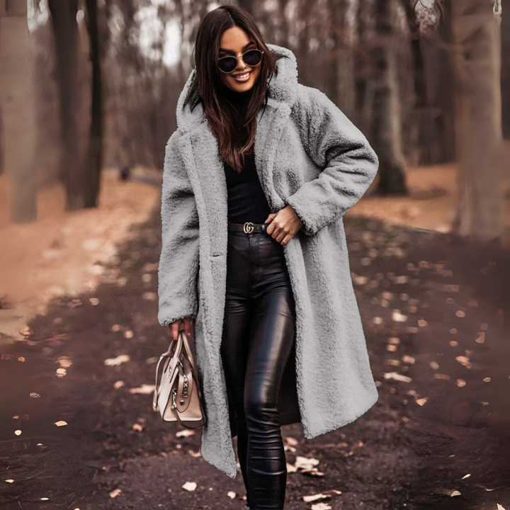 Teddy Mantel für Damen - Trenchcoat mit Gürtel & Doppelknopfleiste
