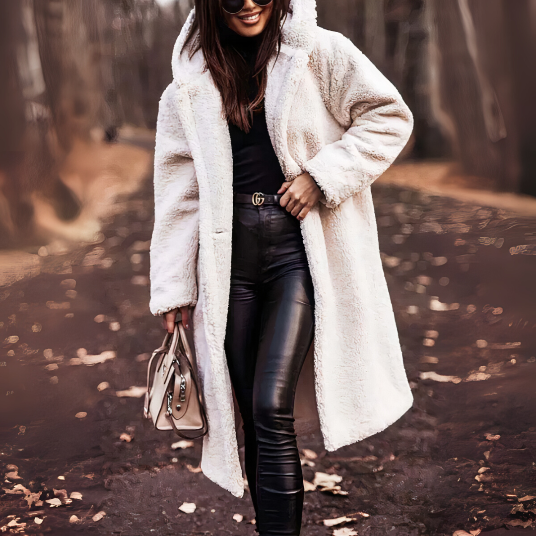 Teddy Mantel für Damen - Trenchcoat mit Gürtel & Doppelknopfleiste