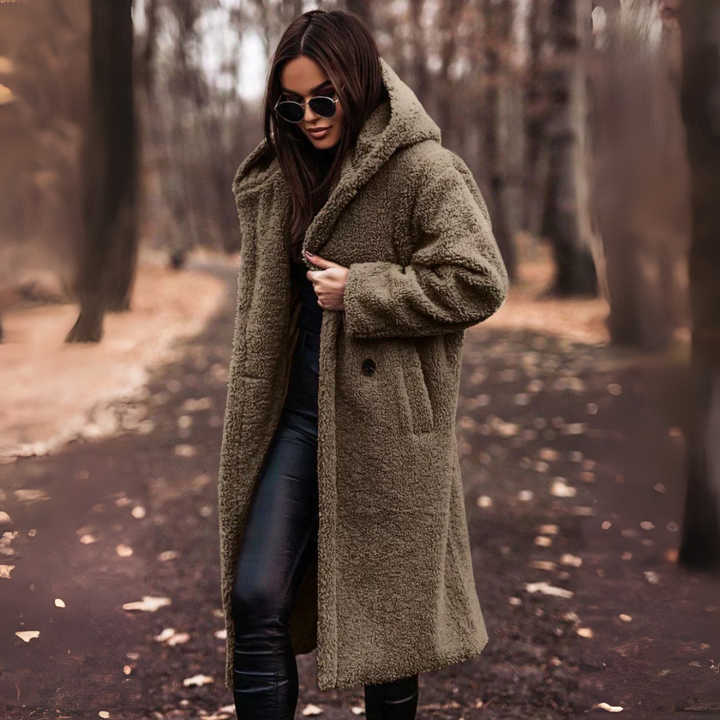 Teddy Mantel für Damen - Trenchcoat mit Gürtel & Doppelknopfleiste