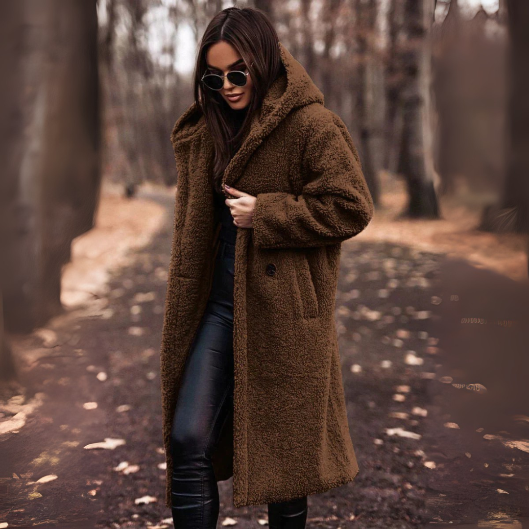 Teddy Mantel für Damen - Trenchcoat mit Gürtel & Doppelknopfleiste