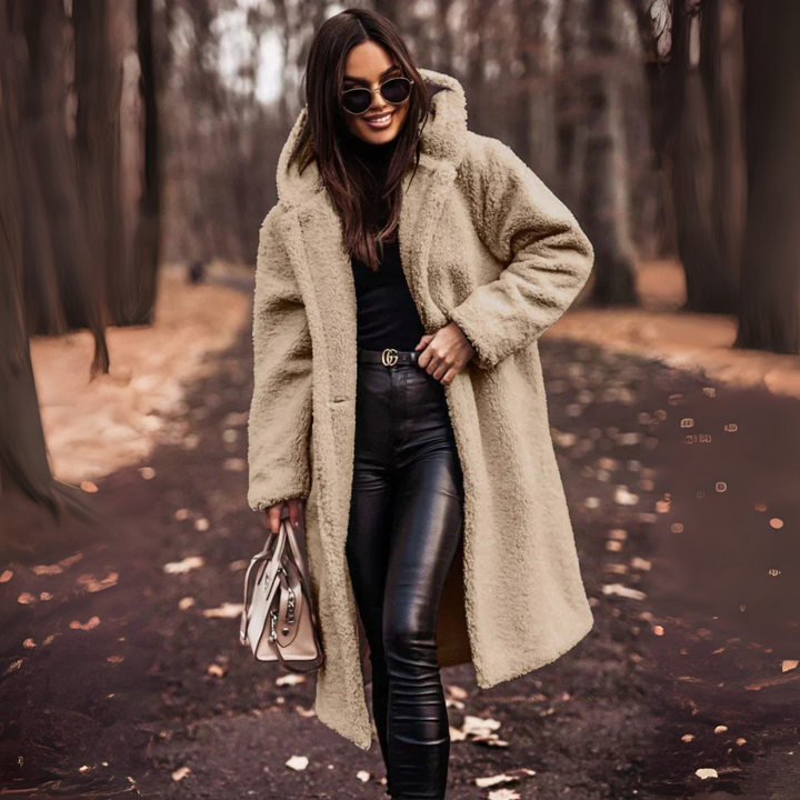 Teddy Mantel für Damen - Trenchcoat mit Gürtel & Doppelknopfleiste