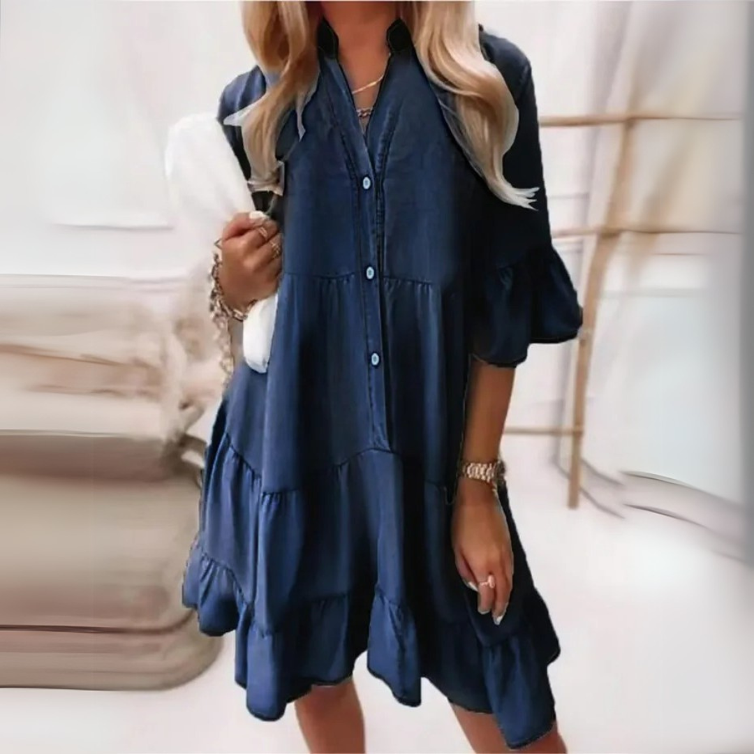 Sommerkleid für Damen - Stilvolle Jeans-Optik Midikleid
