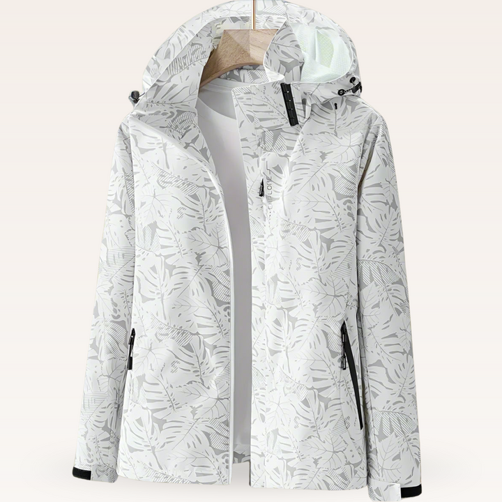 Regenjacke für Damen - Wasserfeste Sommerjacke mit Blättermuster