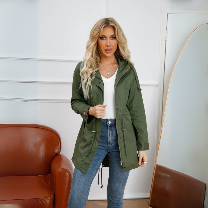 Mila Regenjacke -  Wasserfeste Lange Damen Jacke mit Kapuze