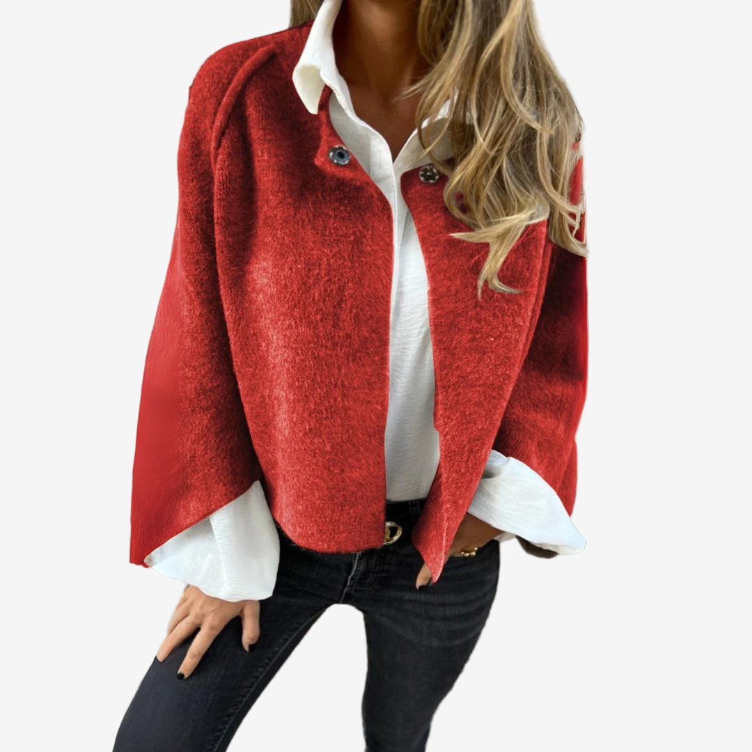 Weiche Woll-Optik Jacke für Damen  – Weiche Strickjacke für Herbst & Frühling