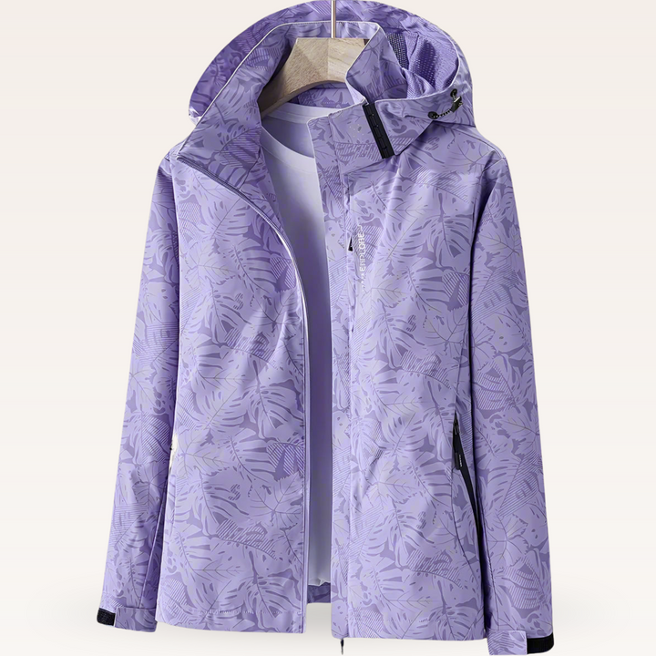 Regenjacke für Damen - Wasserfeste Sommerjacke mit Blättermuster