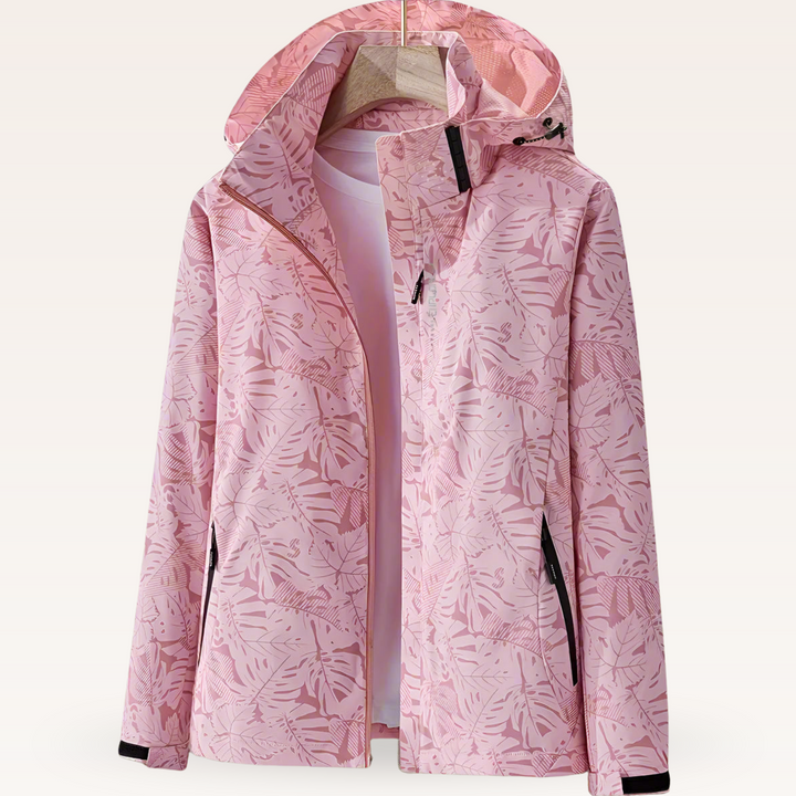 Regenjacke für Damen - Wasserfeste Sommerjacke mit Blättermuster