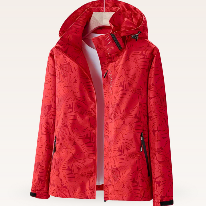 Regenjacke für Damen - Wasserfeste Sommerjacke mit Blättermuster