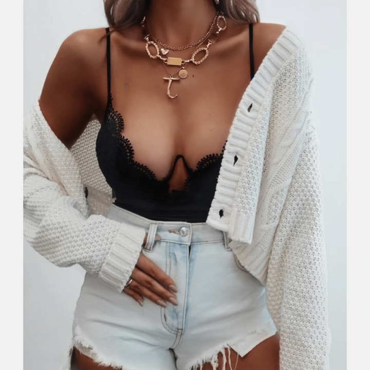 Autri Strickjacke - Cardigan mit gerippten Bündchen und Knopfleiste für Damen