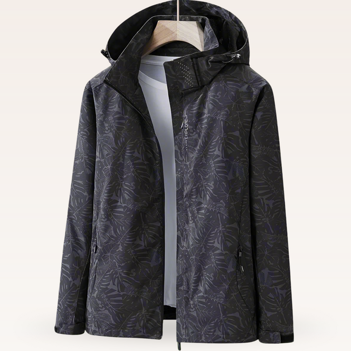 Regenjacke für Damen - Wasserfeste Sommerjacke mit Blättermuster