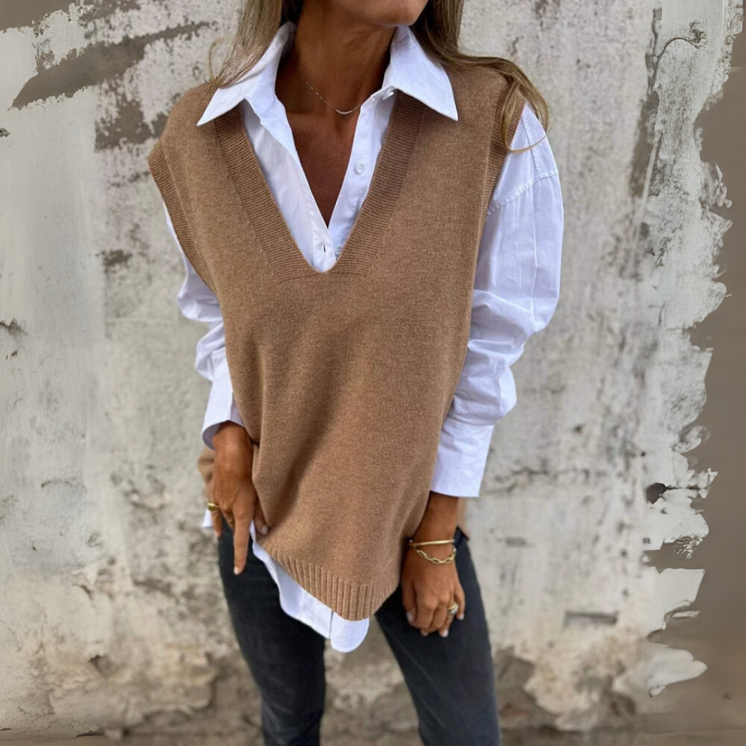 Pullunder für den Herbst - Weite Strickpullover mit V-Halsschnitt für Damen