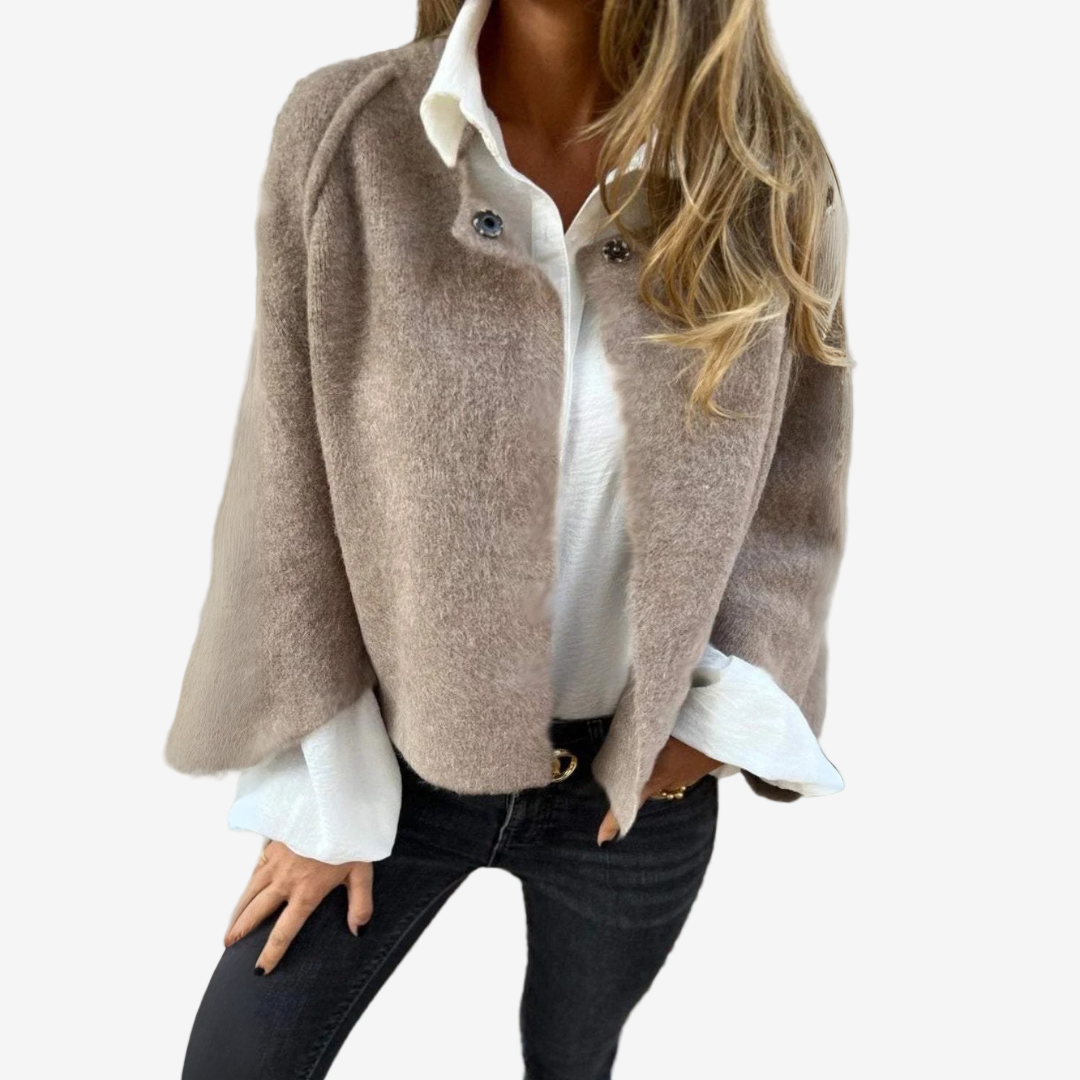 Weiche Woll-Optik Jacke für Damen  – Weiche Strickjacke für Herbst & Frühling