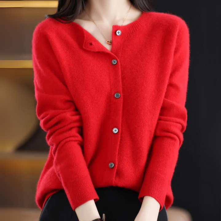 Clara Strickjacke | Leichter O-Neck Cardigan aus Merinowolle für Damen