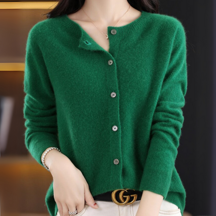 Clara Strickjacke | Leichter O-Neck Cardigan aus Merinowolle für Damen