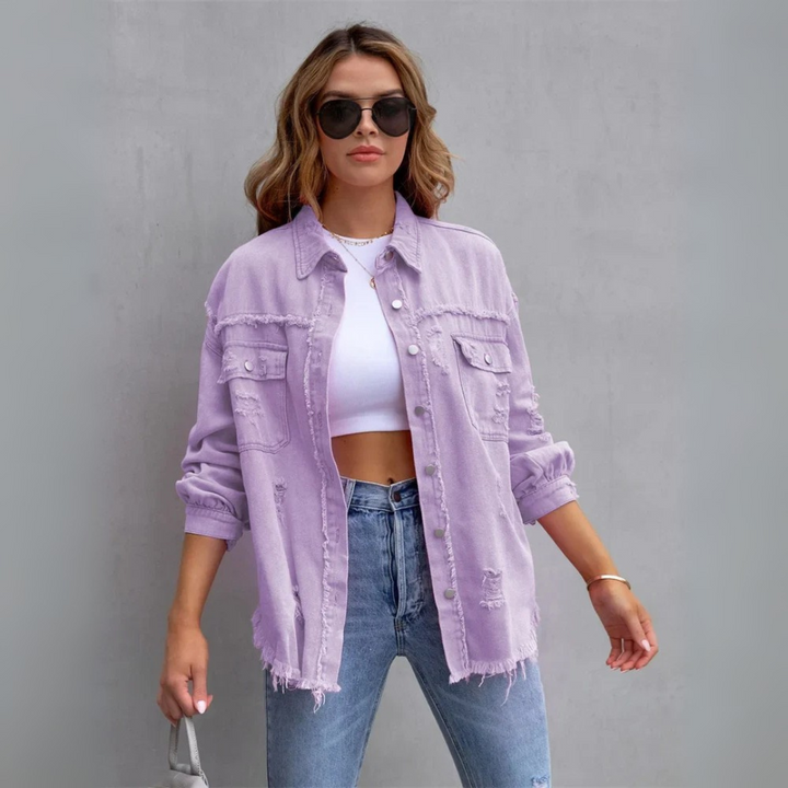 Jeansjacke für den Herbst - Trendy Lange Übergangsjacke für Damen