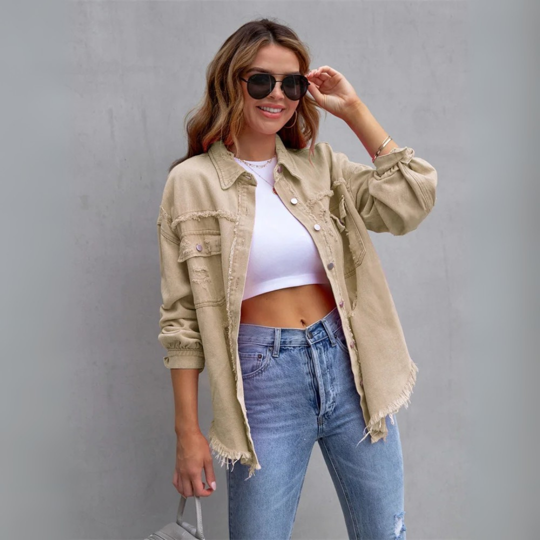 Jeansjacke für den Herbst - Trendy Lange Übergangsjacke für Damen