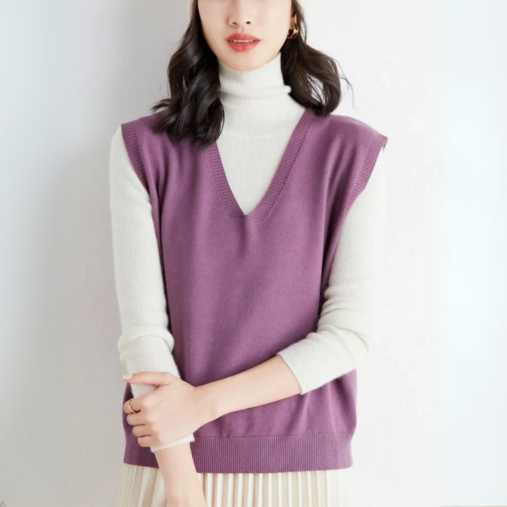 Pullunder für den Herbst - Trendy Strickpullover mit V-Halsschnitt für Damen