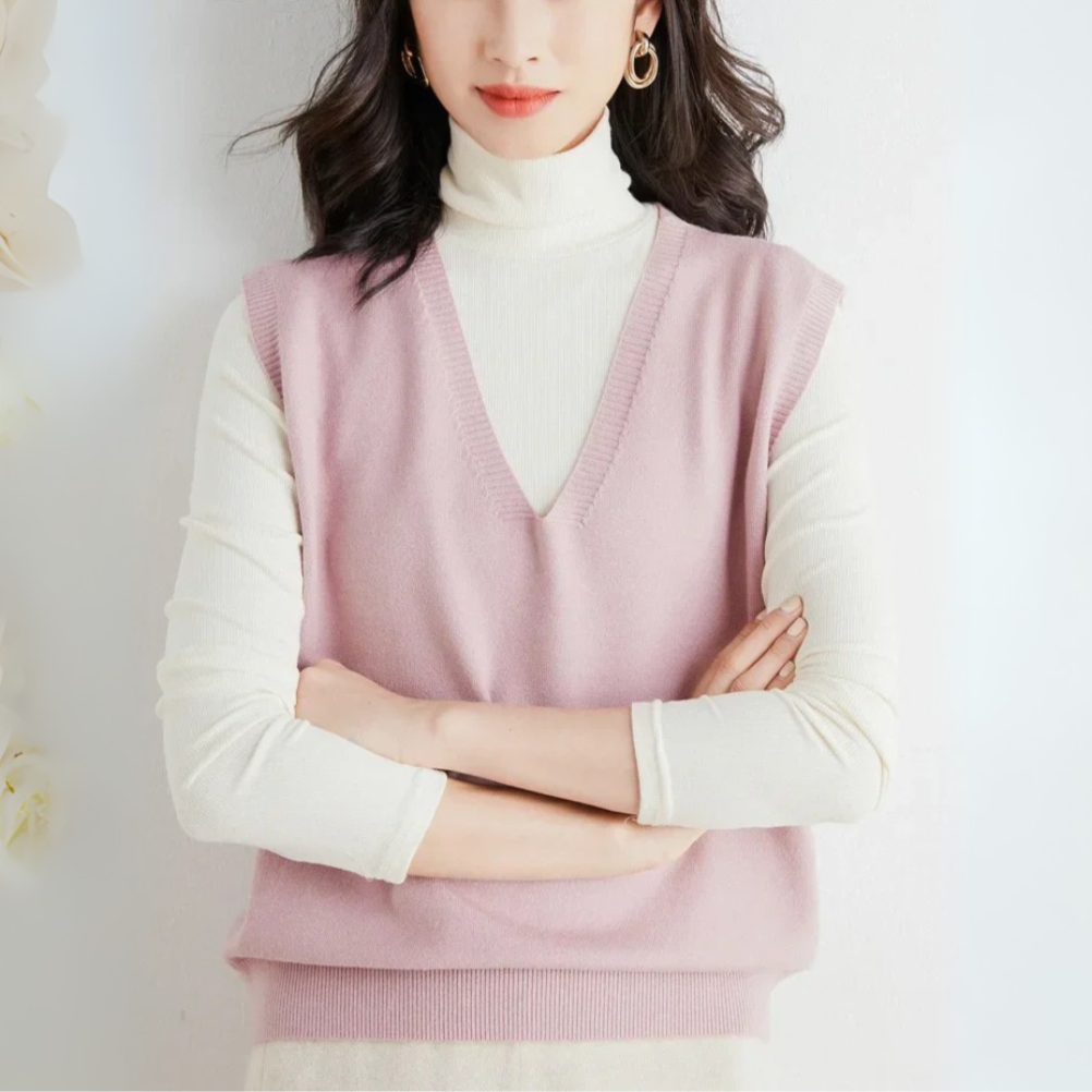 Pullunder für den Herbst - Trendy Strickpullover mit V-Halsschnitt für Damen