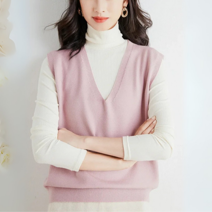 Pullunder für den Herbst - Trendy Strickpullover mit V-Halsschnitt für Damen