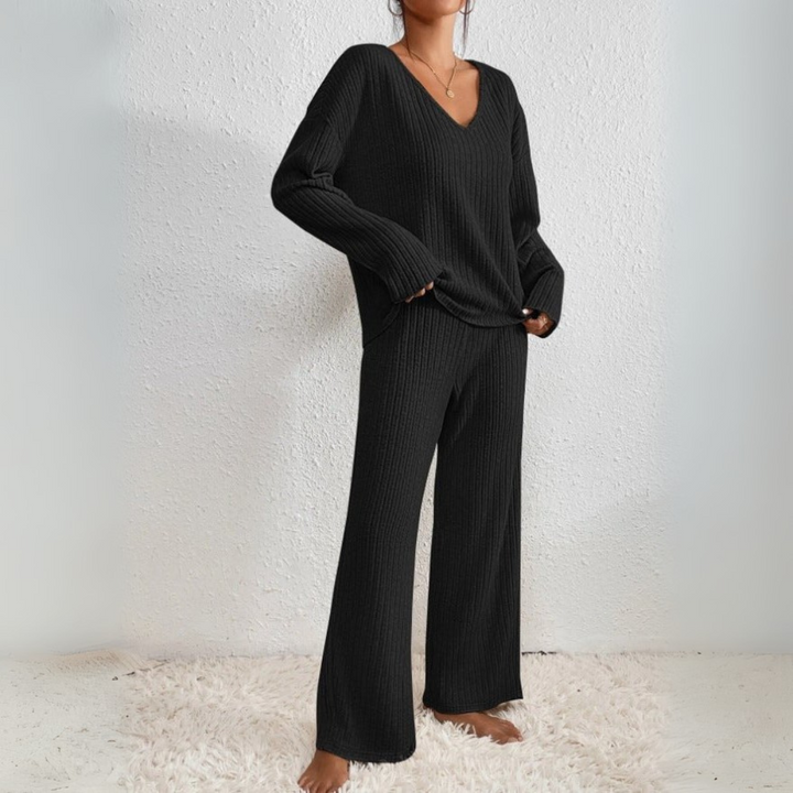 Lounge Zweiteiler für den Herbst - Elegante Weiche Rippmuster-sets für Damen