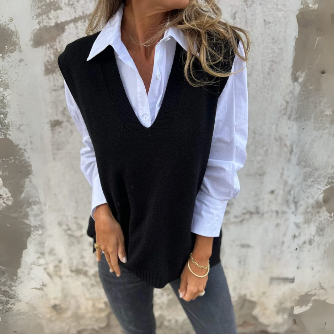 Pullunder für den Herbst - Weite Strickpullover mit V-Halsschnitt für Damen