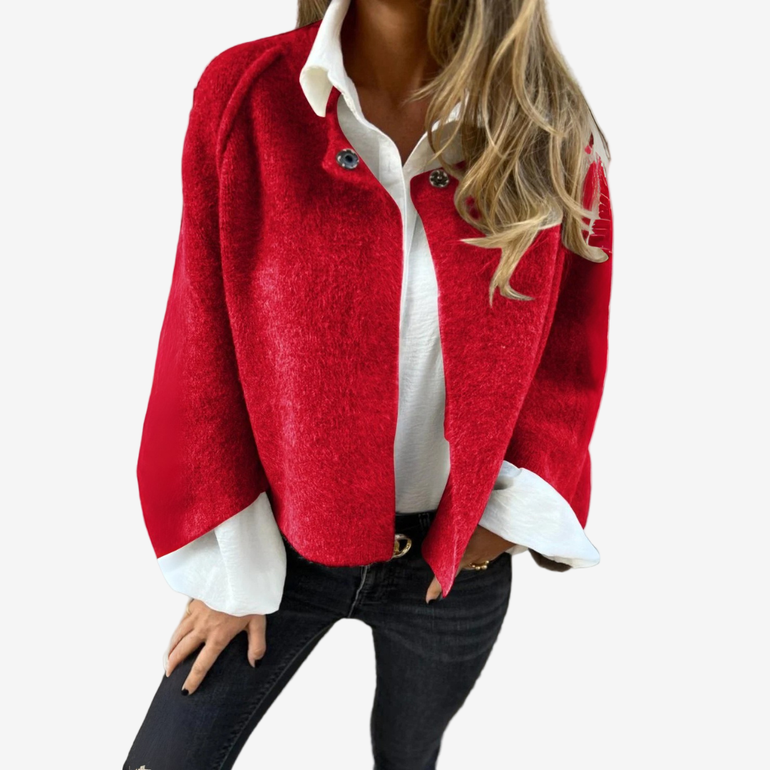 Weiche Woll-Optik Jacke für Damen  – Weiche Strickjacke für Herbst & Frühling