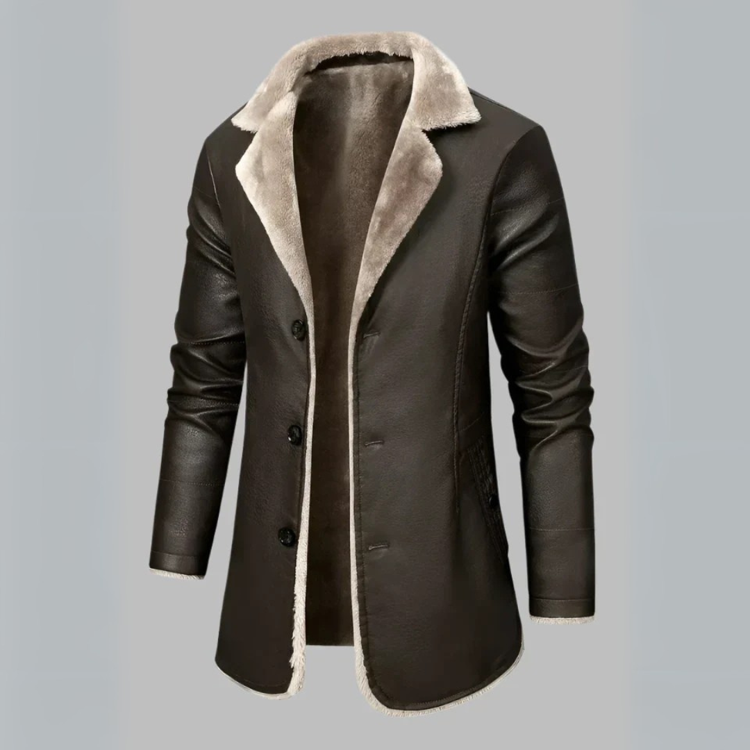 Heritage - Vintage Langer Lantel mit Fleece-Futter für Herren