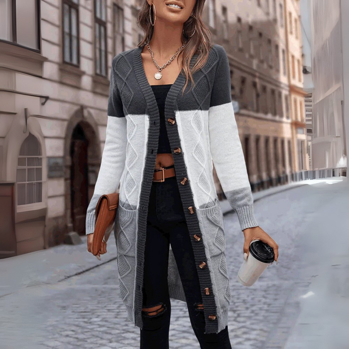 Alaya Cardigan - Lange Herbst Strickjacke für Damen