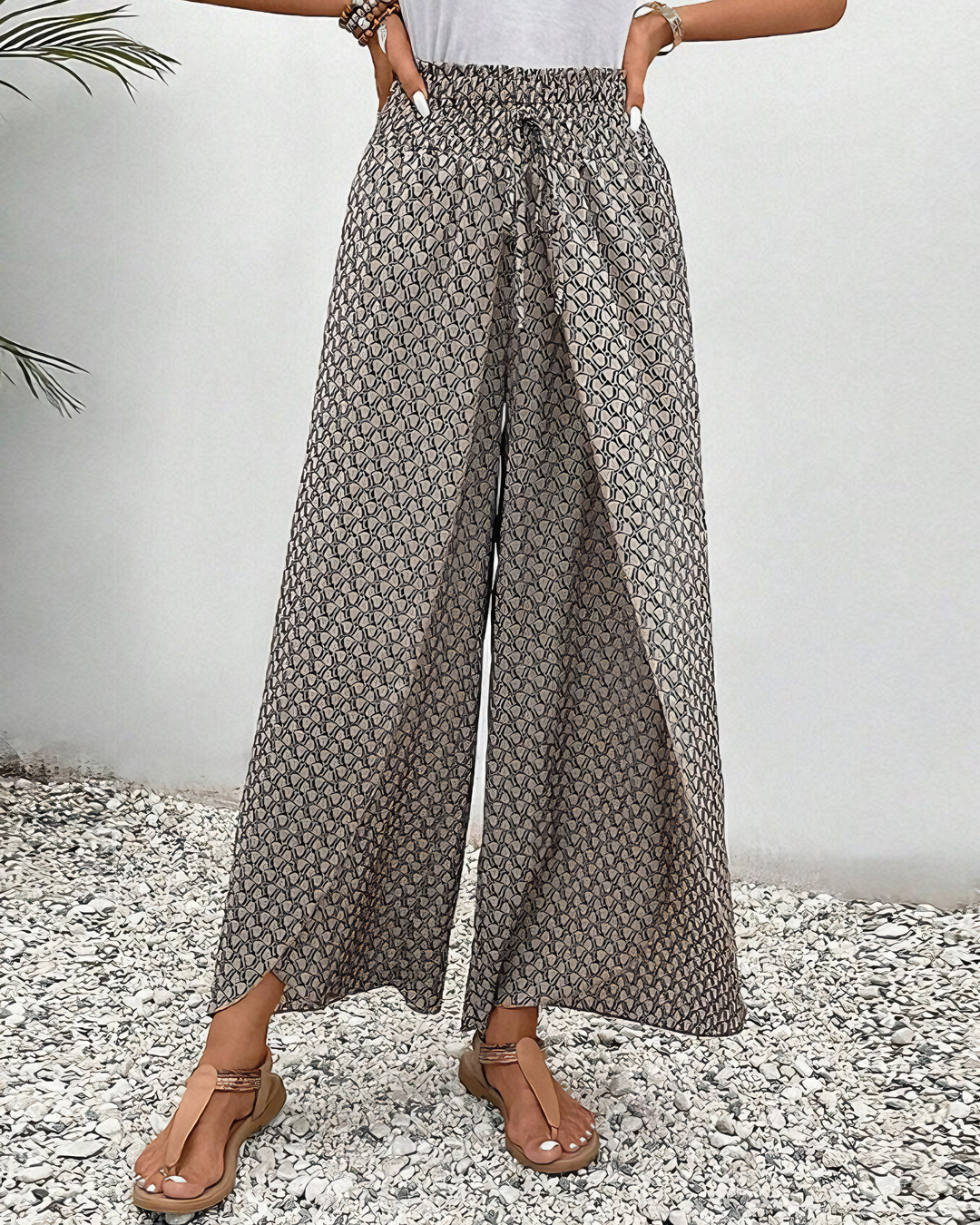 Sommerhose für Damen - Luftiges Palazzo Hose mit Druck