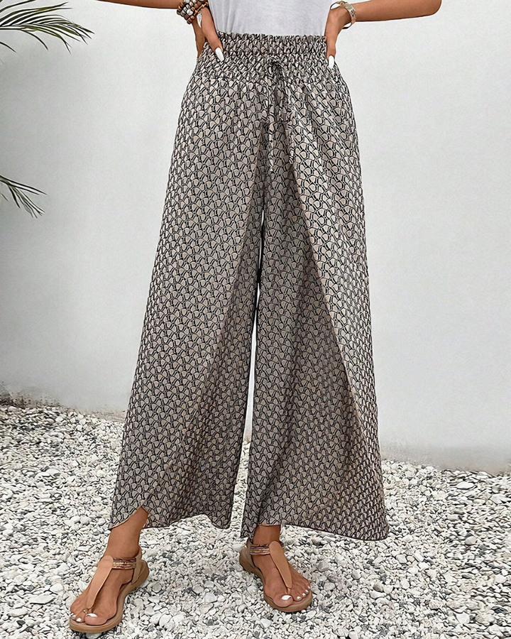 Sommerhose für Damen - Luftiges Palazzo Hose mit Druck