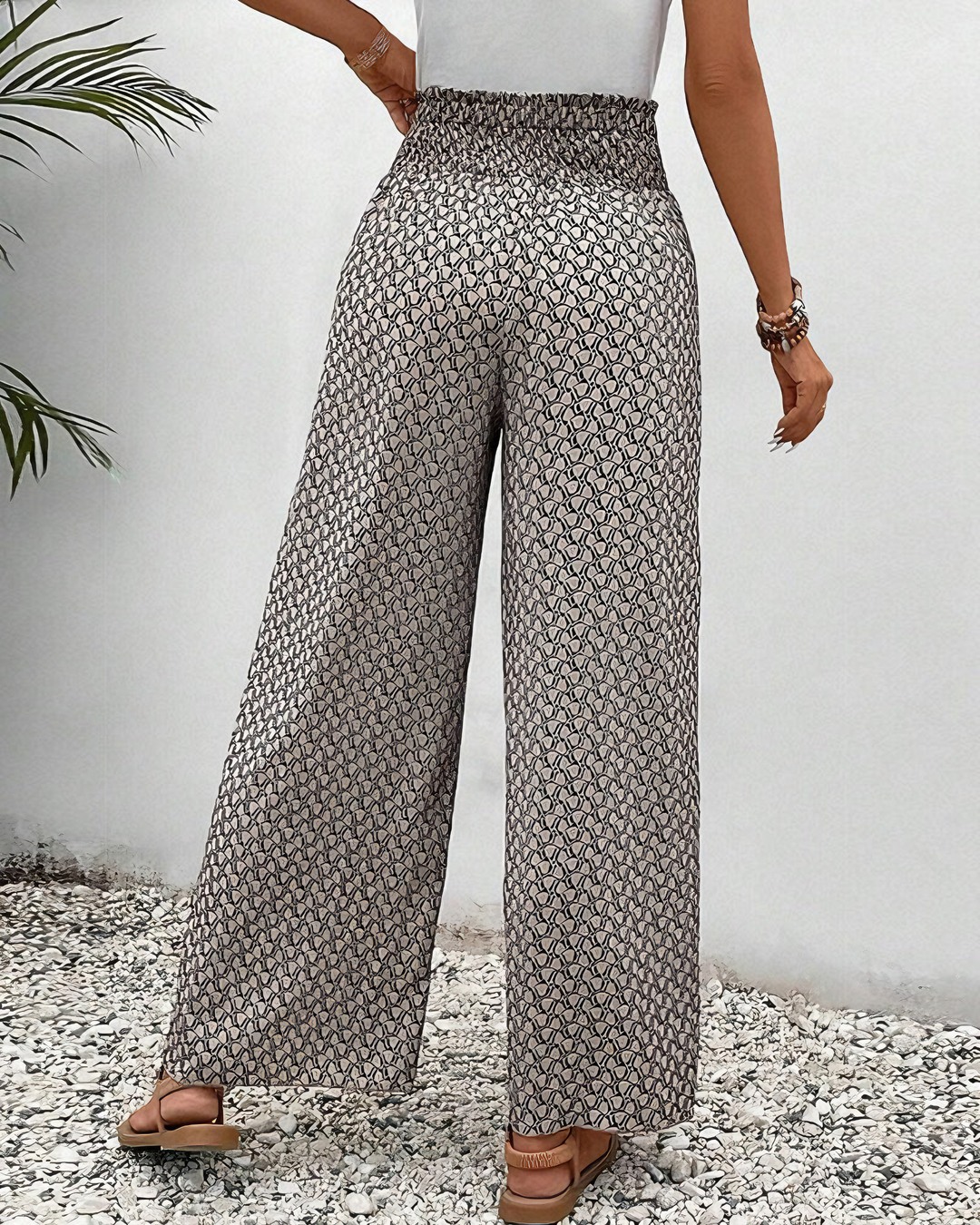Sommerhose für Damen - Luftiges Palazzo Hose mit Druck