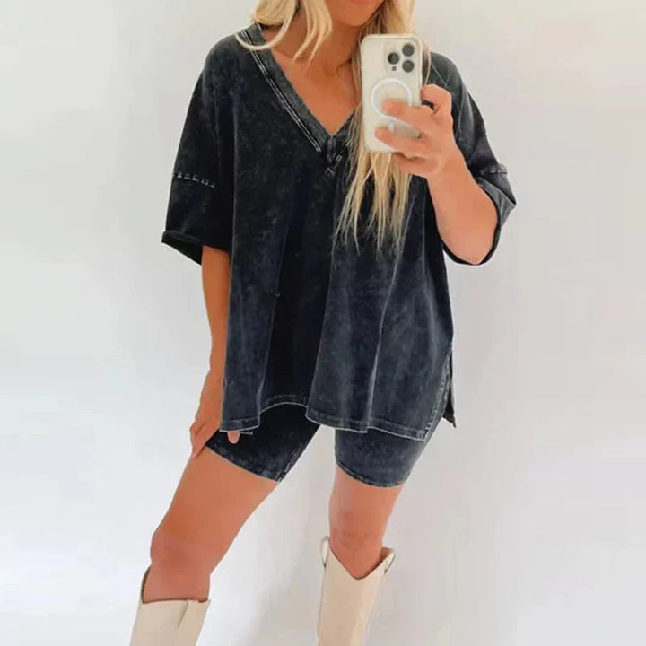 Zweiteiler für Damen - Bequemes Sommerset mit T-Shirt und Sweatshorts