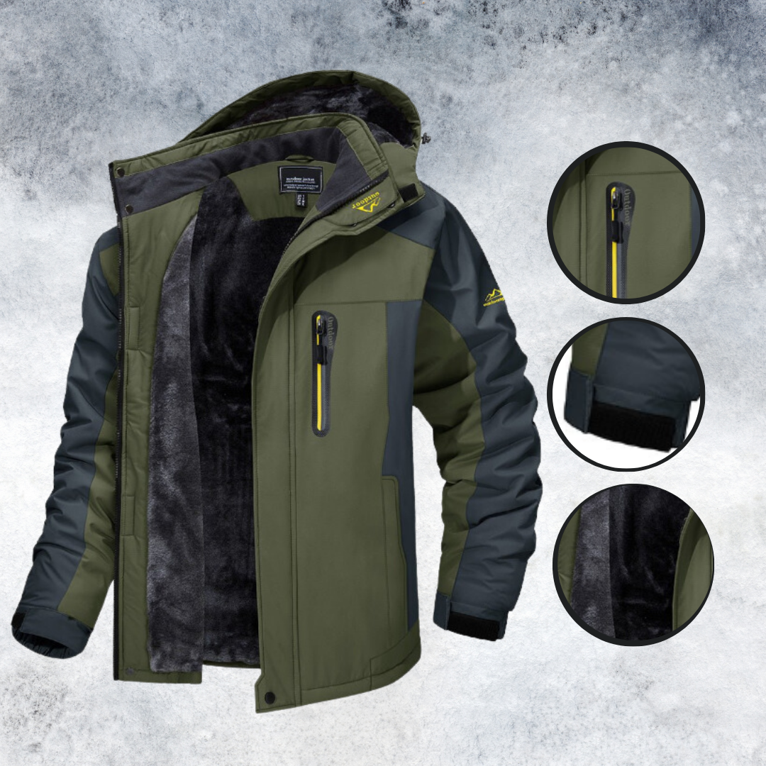 Gefütterte Herren Winterjacke – Wasserdichte & warme Outdoorjacke mit Fleecefutter und Kapuze