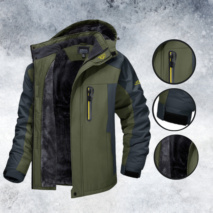 Gefütterte Herren Winterjacke – Wasserdichte & warme Outdoorjacke mit Fleecefutter und Kapuze