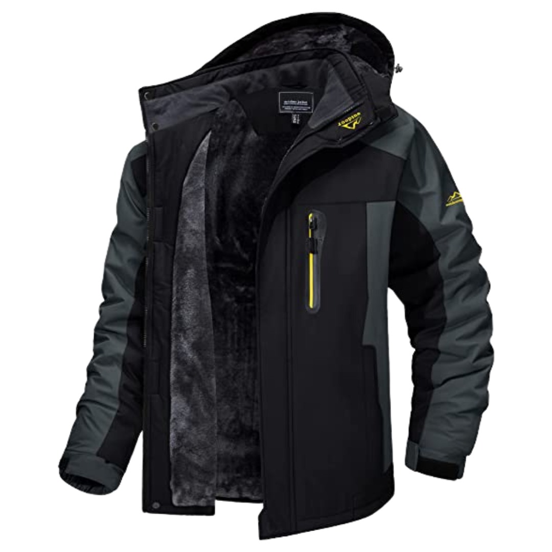 Gefütterte Herren Winterjacke – Wasserdichte & warme Outdoorjacke mit Fleecefutter und Kapuze