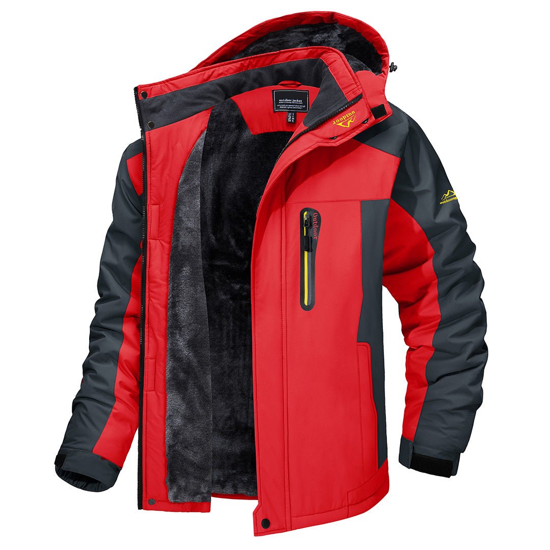 Gefütterte Herren Winterjacke – Wasserdichte & warme Outdoorjacke mit Fleecefutter und Kapuze