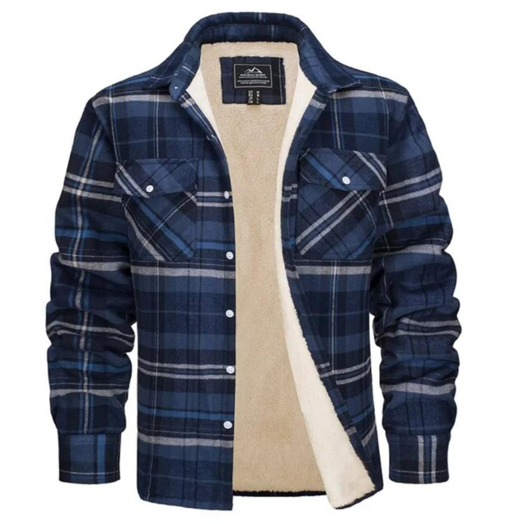 Karierte Hemdjacke für Herren – Gefütterte Flanell-Jacke mit Sherpa-Futter für den Winter