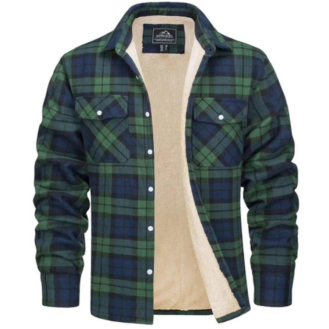 Karierte Hemdjacke für Herren – Gefütterte Flanell-Jacke mit Sherpa-Futter für den Winter