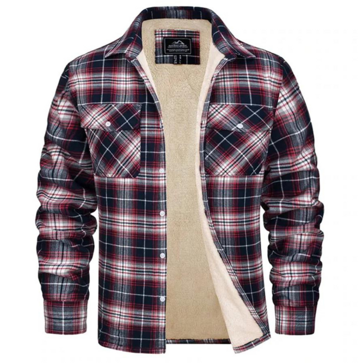 Karierte Hemdjacke für Herren – Gefütterte Flanell-Jacke mit Sherpa-Futter für den Winter