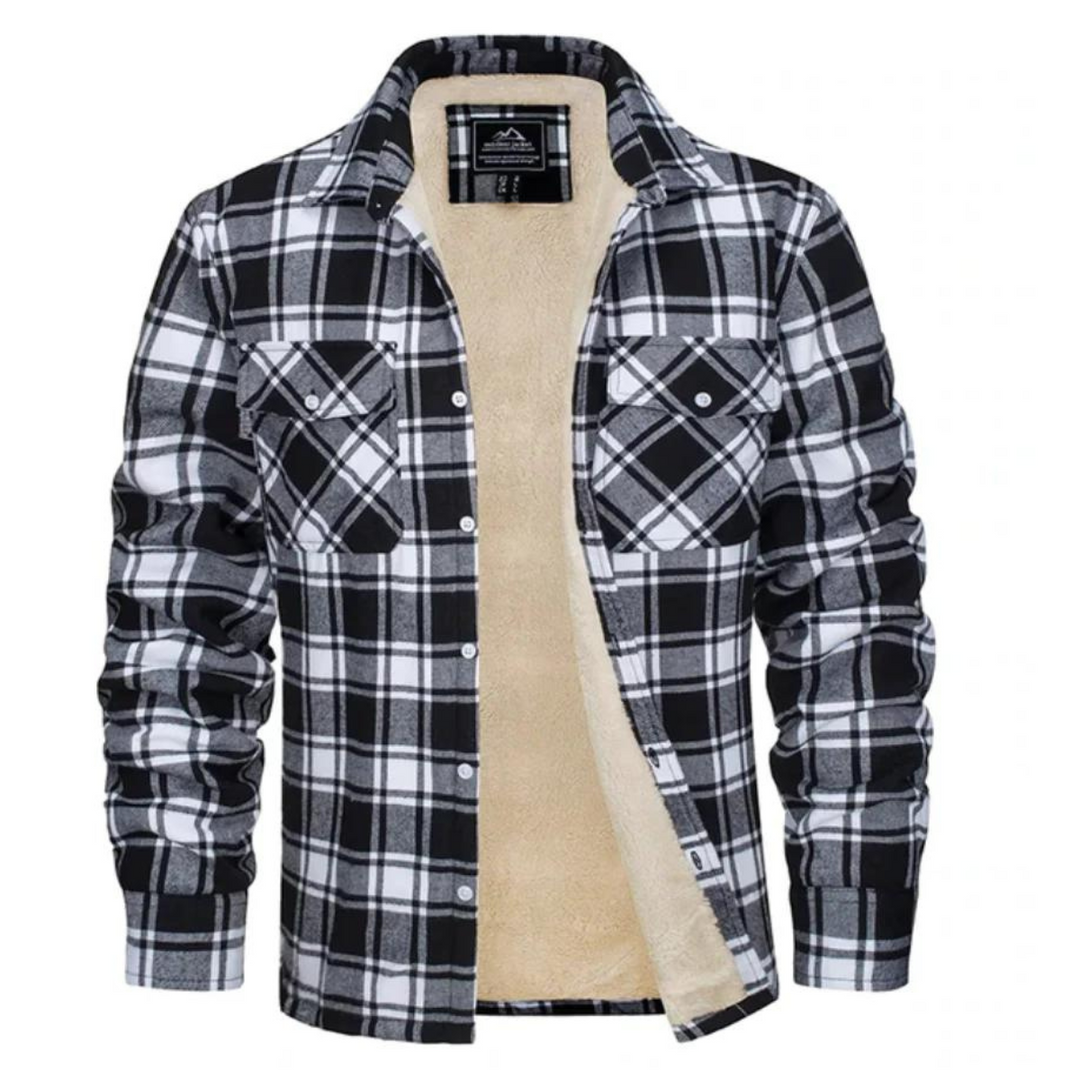 Karierte Hemdjacke für Herren – Gefütterte Flanell-Jacke mit Sherpa-Futter für den Winter