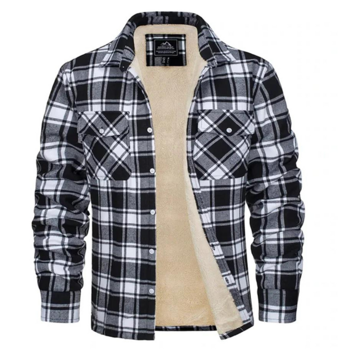Karierte Hemdjacke für Herren – Gefütterte Flanell-Jacke mit Sherpa-Futter für den Winter