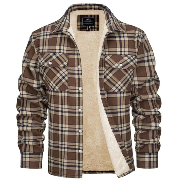 Karierte Hemdjacke für Herren – Gefütterte Flanell-Jacke mit Sherpa-Futter für den Winter