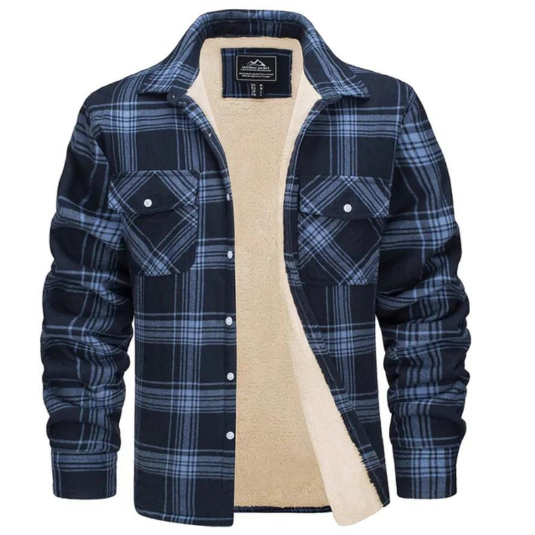 Karierte Hemdjacke für Herren – Gefütterte Flanell-Jacke mit Sherpa-Futter für den Winter