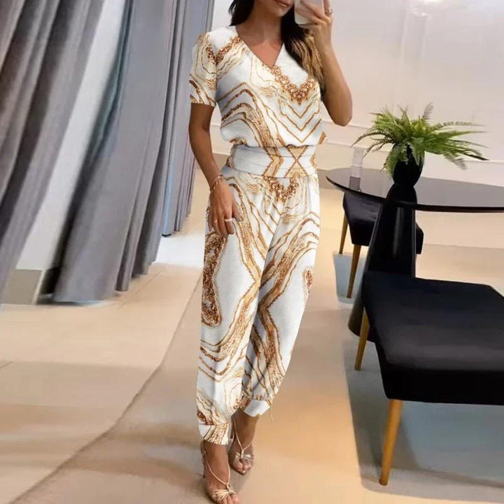Olivia Jumpsuit | Eleganter V-Ausschnitt Overall mit Elastischer Taille